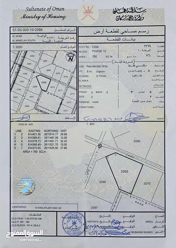 أرض سكنية بمساحة 760م للبيع المعبيلة الرابعة